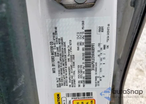 2017 Ford Fusion Se Hybrid from USA, damaged, VIN 3FA6P0LU2HR408991